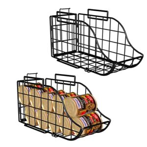 Homics Soda Can Storage Organizers for Refrigerator, Foldable Stacking Can Dispenser Kitchen Pantry Organization and Storage Wire Baskets Organizer Bins with Handles for Snack Canned Food, Set of 2