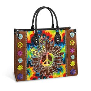 64HYDRO Hippie Sunflower Tie Dye Women Handbag Shoulder Bag – Travel Work Leather Bag – BGRZ2411025Z