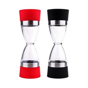 Pepper Grinder Refillable 2 In 1 Salt and Pepper Mill Hourglass Shape Spice Grinder Shaker Kitchen Gadgets Cooking Tools Dual Manual Pepper Grinder For home, kitchen, barbecue (Color : A)
