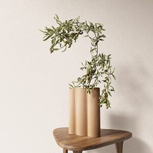 Minimalist Ceramic Flower Vase – Home Decor for Modern Table Shelf Fireplace Bedroom Kitchen Living Room Centerpieces or Office Desk – 1 pc… (Beige)