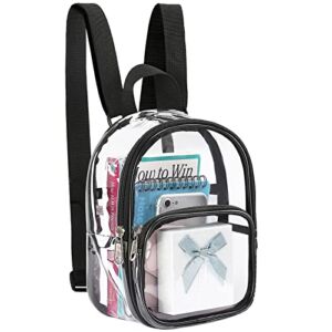 Mossio Clear Mini Backpack Stadium Approved, With Reinforced Straps & Front Pocket – Perfect for School, Security & Sporting Black