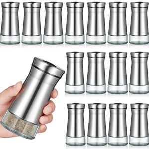 Salt and Pepper Shakers Set Spice Dispenser with Adjustable Pour Holes Glass and Stainless Steel Salt Shaker Farmhouse Salt Dispenser for Sea Salt Spice Home Camping Kitchen (24)
