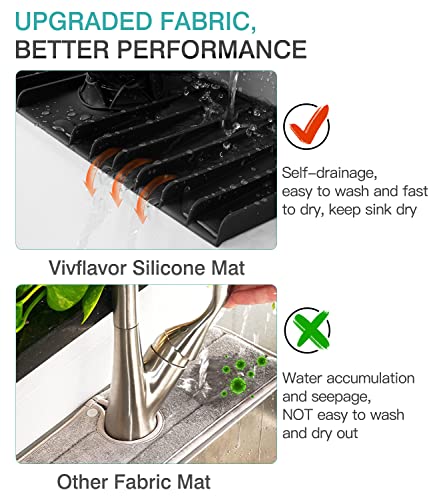 Vivflavor Upgraded Silicone Sink Faucet Mat for Kitchen,Bathroom Faucet Water Catcher Mat,Sink Draining Pad Behind Faucet,Drip Protector Splash Countertop Protection Silicone Drying Pad, Black | The Storepaperoomates Retail Market - Fast Affordable Shopping