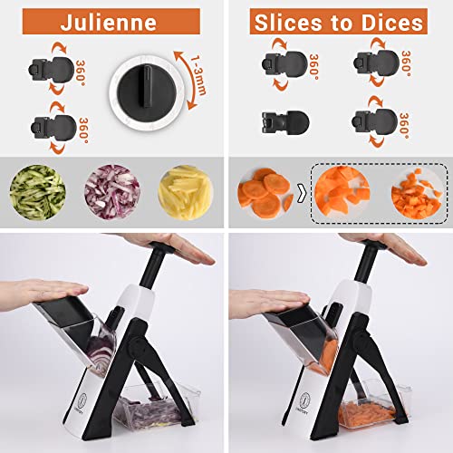 LIHOTZKY Vegetable Slicer – Safe Mandoline Slicer for Kitchen – 30 Cutting Options – Foldable Veggie & Potato Slicer with Chute & Container – Adjustable 0.5-8mm Cutting Thickness – Easy to Use & Clean | The Storepaperoomates Retail Market - Fast Affordable Shopping