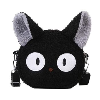 Kawaii Cat Shoulder Purse Kawaii Fluffy Cross Body Shoulder Bag Cute Kawaii Japanese Stuffed Handbag Lamb Like Black Shoulder Bags (Black Cat) | The Storepaperoomates Retail Market - Fast Affordable Shopping