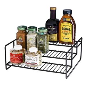 SIMPLEMADE Tier Spice Rack Organizer – Metal 3 Tier Stadium Organizer – Space Saver Spice Rack for Cabinet, Pantry and Countertop – Kitchen and Home Storage and Organization Solutions (Black)