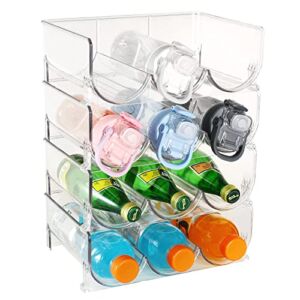 BYTTME Plastic Water Bottle Organizer, 4 Pack Stackable Bottle Holder Storage Rack for Home Organization and Storage, Water, Wine, and Drink Organizer Stand for Cabinet, Kitchen Countertop, Pantry