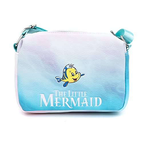 Disney Bag, Cross Body, Rectangle, The Little Mermaid Ariel Pose and Flounder Ombre Pink Blue, Vegan Leather | The Storepaperoomates Retail Market - Fast Affordable Shopping
