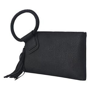 NGIL Mini Clutch Wristlet Bag Evening Bags Purse Wallet For Women (PU Mini Wristlet Bag-Black)