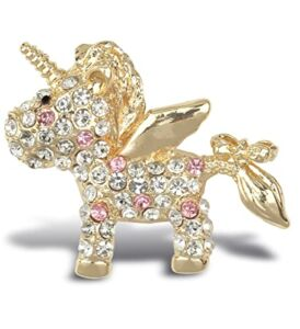 Aqua79 Unicorn Sparkling Refrigerator Magnet – Gold Sparkling Charm Rhinestones Crystals, Cute Sparkly Fantasy Magnet for Kitchen Door Fridge, Cool Home and Office Novelty Decor – 1.75 Inches