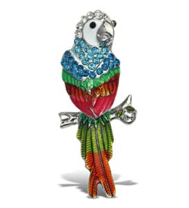 Aqua79 Parrot Sparkling Refrigerator Magnet – Silver Sparkling Charm Rhinestones Crystals Cute Sparkly Tropical Bird Magnet for Kitchen Door Fridge, Cool Home and Office Novelty Decor – 2.37 Inch