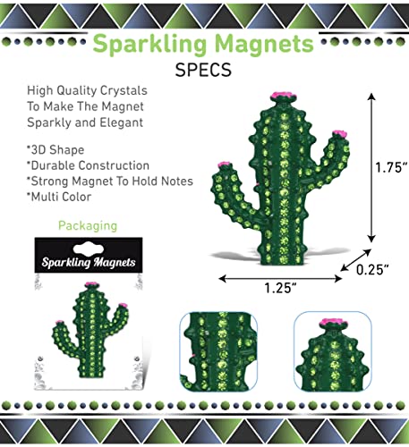 Aqua79 Cactus Sparkling Refrigerator Magnet – Silver Sparkling Charm Rhinestones Crystals, Cute Sparkly Southwest Magnet for Kitchen Door Fridge, Cool Home and Office Novelty Decor – 1.75 Inches | The Storepaperoomates Retail Market - Fast Affordable Shopping