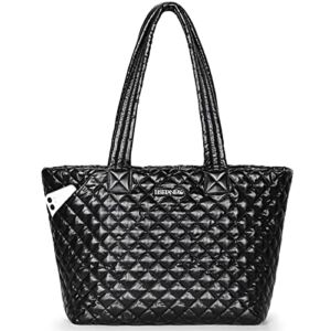 Quilted Tote Bag for Women, Cute Quilted Crossbody Tote Bags for Women Waterproof Lightweight Handbags and Purses Designer Work Totes with Zipper