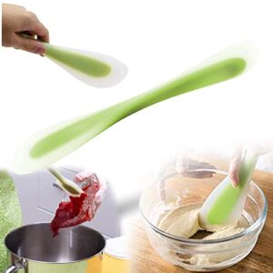 SOESS Silicone Spatulas Scraper Spoon Double Spatula Heat Resistant Spreading Mixing Supplies Cooking Baking, Ideal Gifts Good Dad Mom, Good Grip Home Utensil Kitchen Gadget Cake Accessory (Green)