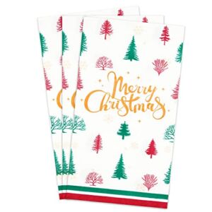 NatuBeau 120 Pcs Christmas Napkins 3 Ply Paper Guest Napkins with Christmas Tree Merry Christmas Paper Dinner Napkins for Xmas Winter Holiday Christmas Paper Towels for Bathroom Home Kitchen Dinner