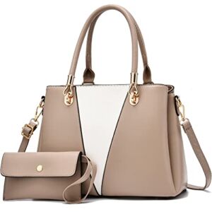 Handbags PU Leather Satchel Bag Purse for Women Ladies Shoulder Bags Top Handle Tote Khaki