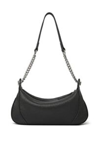 Small Goatskin Leather Shoulder Bag With Metal Chain (1-Black)