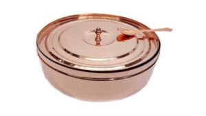 Copper Spice Box For Home And Kitchen In 7 Pcs Bowl 100 Ml Capacity Each One Handcrafted Copper Spice Box for Kitchen Masala Dabba Jars Set By ORNATE INTERNATIONAL. (Design 2)