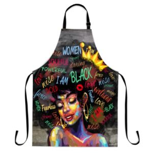 Aprons For Women With Pockets African American Apron Afro Black Women Cooking Aprons For Women Adjustable Neck Chef Bbq Gardening Home Waterproof Oil Proof Apron 33x28inch