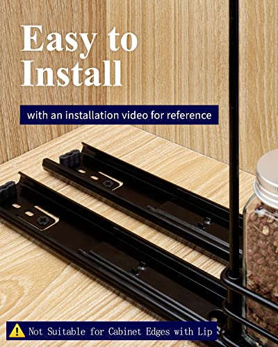 Kitsure Spice Rack for Cabinet – Durable Pull Out Spice Rack for Kitchen Cabinet, Easy-to-Install Spice Cabinet Organizer, 4.33”W x 10.23”D x 8.54”H Slide Out Spice Rack (Jars Not Included) | The Storepaperoomates Retail Market - Fast Affordable Shopping