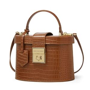 Genuine Leather Small Bucket Bag Shoulder Bag for Women Fashion Top Handle Satchel Bag Designer Crossbody Handbag and Purse
