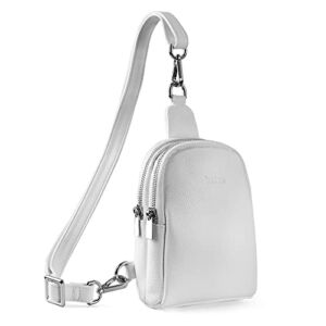 Befen Crossbody Sling Bags Small Genuine Leather Cell Phone Wallet Purse Fanny Packs for women (White)