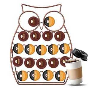 K Cup Holder, Coffee Pod Holder, Owl K cup Coffee Capsule Holder, Holds 20 Coffee Pods, For Home Coffee Bar Accessories and Organizer(vintage copper)