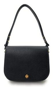 Tory Burch Emerson Womens Saffiano Leather Crossbody Bag (Black)