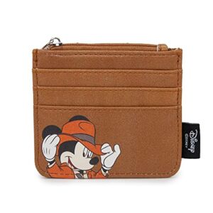 Buckle Down Disney Wallet, Id Zip Top, Adventure Mickey Mouse Poses, Brown, Vegan Leather, 4.0″ x 3.5″