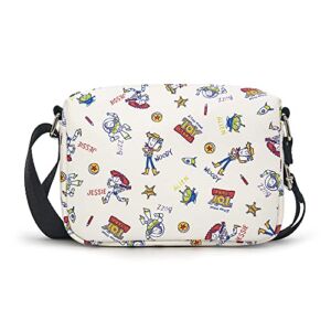 Disney Bag, Cross Body, Rectangle, Toy Story Character Doodles Collage, Multi Color, Vegan Leather