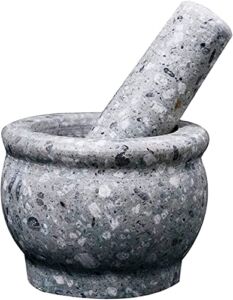 QINERSAW Mortar and Pestle Set Natural Stone Grinding Bowl Home Kitchen Gadget Multi-Function Grinder, The mortar is made of heavy natural stone, healthy and environmentally friendly, Simpl