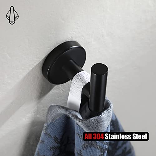 JQK Black Bathroom Towel Hook, Coat Robe Clothes Hook for Bathroom Kitchen Garage Wall Mounted (4 Pack), 304 Stainless Steel Matte Black, TH100-PB-P4 | The Storepaperoomates Retail Market - Fast Affordable Shopping