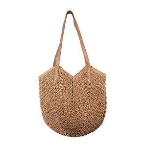 Oweisong Hobo Straw Woven Handbag for Women Large Summer Beach Tote Bag Causal Handmade Handle Shoulder Purse for Travel