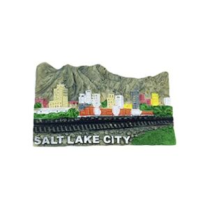USA 3D Salt Lake City Fridge Magnet Souvenir Gift,Resin Handmade USA SLC Refrigerator Magnet Home & Kitchen Decoration Collection