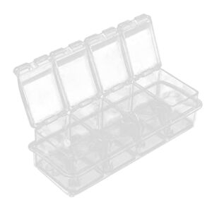 iplusmile Seasoning Rack Pots Plastic Condiment Box Kitchen Wall Storage Box Punch- free Storage Rack for Home Kitchen Clear