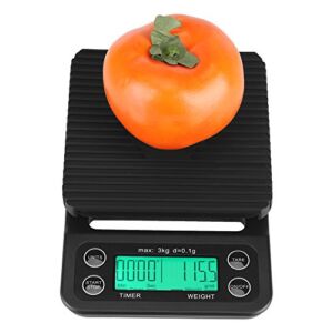 Digital Kitchen Scale, 3KG/0.1g Electronic LCD Digital Kitchen Food Scale Drip Coffee Weighing with Timer for Baking Kitchen Cooking, Multifunction Food Measuring Scale for Home(Green backlight)