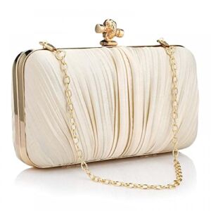 Women’s Evening Handbag Silk Clutch Bag MINI Cute Evening Clutch Purses for Bridal Wedding Party (Apricot)