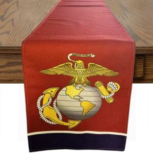 Military US Marine Corps Table Runner,Memorial Day Independence Day Veterans Day Patriotic US Marine Corps Theme Tablecloth Kitchen Dining Table Linen for Indoor Outdoor Home Party Decor 13 x 72 Inch