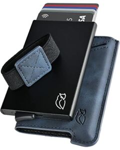 TMSP Minimalist Wallet for Men and Women – Mens Wallets RFID Blocking Wallet Hybrid Ejector Wallet for Men Credit Card Holder for Women Best Front Pocket Wallet Quick Card Access EDC Gear (Navy Blue)
