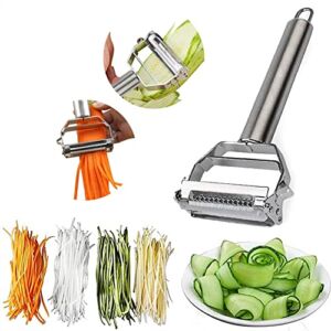 2 in1 Kitchen Stainless Steel Peeler, Multifunction Accessories Cooking Tools tainless Steel Cutter Slicer, Professional Peeler for Potato Apples Carrots Cucumber Various Vegetables and Fruits