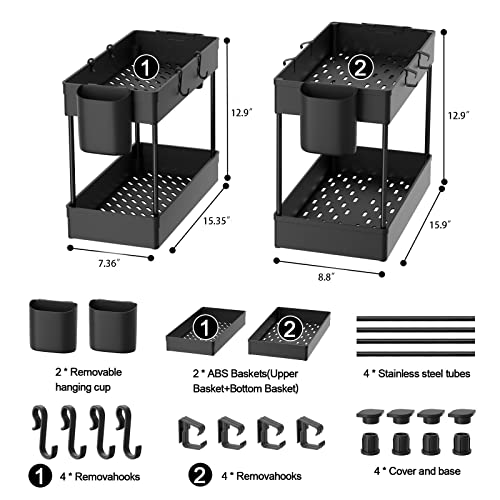 SANNO Under Sink Organizers and Storage, Bathroom Organizer Under Sink Cabinet Organizers with Hooks and Hanging Cups, Kitchen Multi-Purpose Standing Rack Organizer,Bathroom Collection Baskets | The Storepaperoomates Retail Market - Fast Affordable Shopping