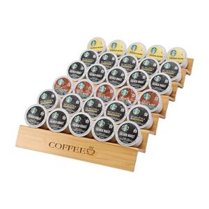 MinBoo Bamboo 2 Pieces Step-Shaped K Cup Holder Drawer or Countertop k cup Organizer Coffee Pod Holder Hold 30 Coffee Pod Storage Kcup coffee pods holder for coffee station Office and Kitchen