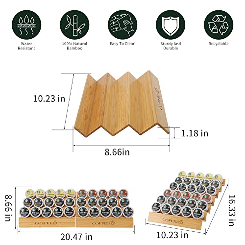 MinBoo Bamboo 2 Pieces Step-Shaped K Cup Holder Drawer or Countertop k cup Organizer Coffee Pod Holder Hold 30 Coffee Pod Storage Kcup coffee pods holder for coffee station Office and Kitchen | The Storepaperoomates Retail Market - Fast Affordable Shopping
