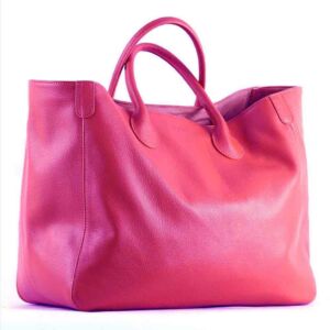 Oversize Tote Bag for Women Genuine Leather Handbags and Purses Cowhide Brown Large Shopper Bag Female Travel Handbag (about 41cm-21cm-34cm,Hot Pink)