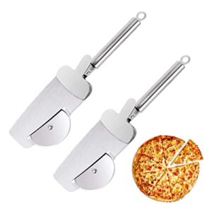 EZ KITCHEN 2 PCS Slice and Serve Pizza Cutter, 3 in 1 Pizza Cutter with Clip Pizza Wheels Roller, Cake Server, Pastry Dough Slicer, Serving Spatula with Clip