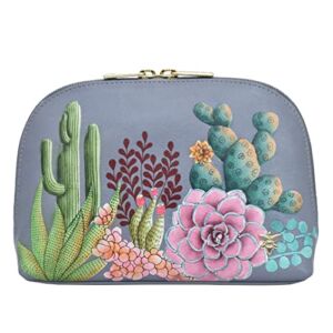 Anuschka Women’s Hand Painted Genuine Leather Large Cosmetic Pouch – Desert Garden