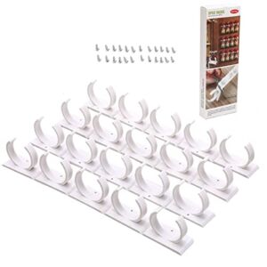 untior Upgraded Kitchen Spice Rack Organizer Adhesive Spice Gripper Clips Strips Cabinet Holder, 4 Pack Spice Hooks with Screws,Holds 20 Jars (White, 4)