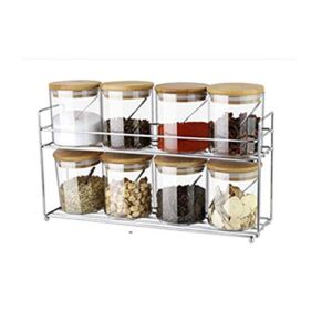 KKMUYBVDG Seasoning Bottle, Glass Seasoning Box Home Kitchen Ceramic Seasoning Jar Salt Shaker Metal Storage Rack Spice box/spice rack