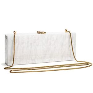 Acrylic Clutch Evening Bag Long Pearl Acrylic Clutch Purse Handbag for Dinner Party Wedding iPhone White