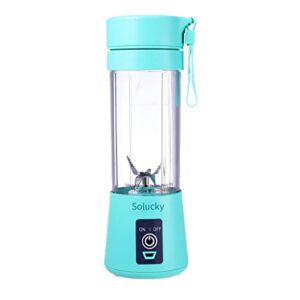 Portable Blender, Solucky Personal Size Blender, 380 ml Mini Juicer Cup, Household Fruit Mixer, Small Blender for Shakes and Smoothies, USB Rechargeable with 6 Blade, Ideal for Travel, Home and Office